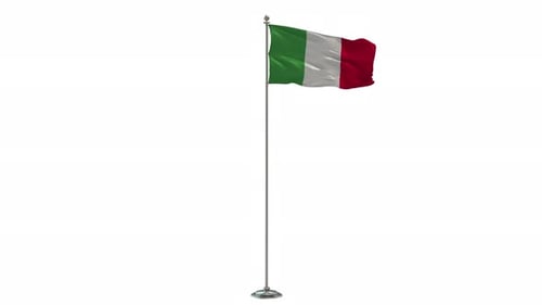 Italian Flag Waving Animation on Flagpole