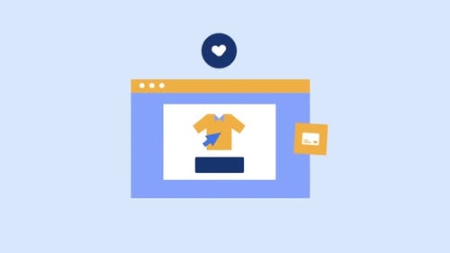 Animated Flat Design E-commerce Concept with Shopping Icons