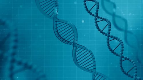 Futuristic Animated DNA Double Helix Blue Science Background
