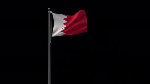 Animated Waving Bahrain National Flag on Pole