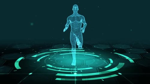 HUD Der futuristische 3D-Science-Fiction-Runningman