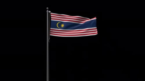 Realistic Waving Malaysia Flag on Flagpole