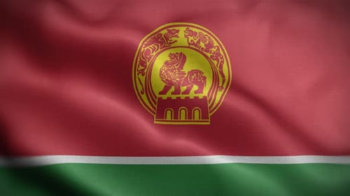 Waving Flag with Ornate Emblem Design Animation