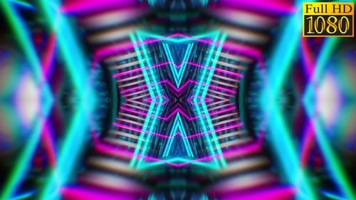 Glowing Abstract Neon Geometric Tunnel Loop