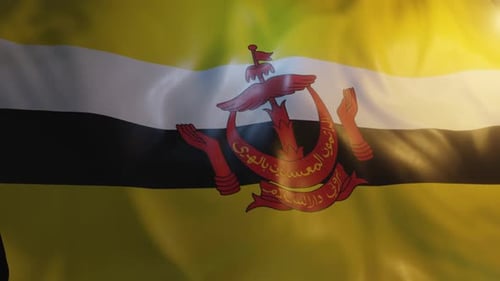 Realistic Waving Flag of Brunei Darussalam Animation