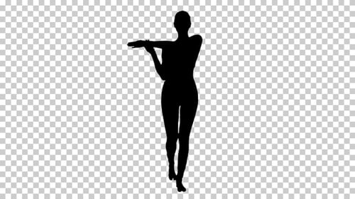 Silhouette woman stretching , Alpha Channel