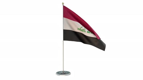 Iraq Flag Waving Animation on White Background