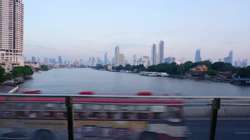 4K timelapse view of Chao Phraya River in the city center