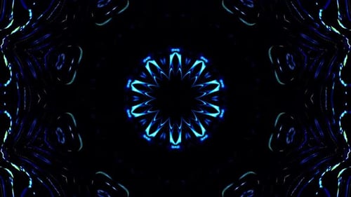 Abstract Glowing Blue Green Kaleidoscope Pattern Loop