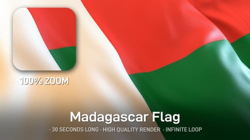 Realistic Waving Flag of Madagascar with Smooth Animation