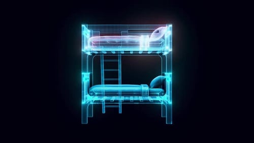 Futuristic Rotating Bunk Bed Hologram Animation
