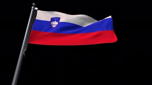 Slovenia National Flag Waving Loop with Realistic Fabric