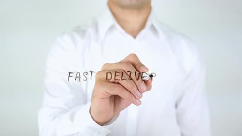 Writing Fast Delivery Concept on Transparent Surface