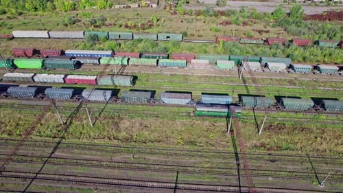 Aerial View of a Rural Train Depot