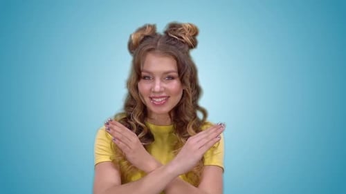 Smiling Woman Making No Gesture on Chroma Key