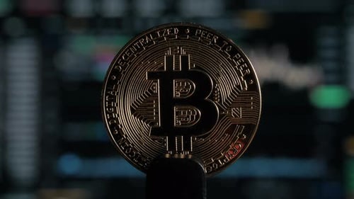 Close Up of a Bitcoin Cryptocurrency