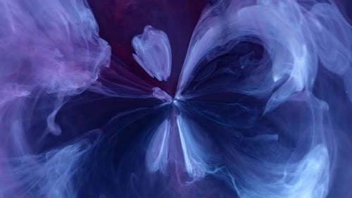 Blue Colorful Ink And Paint Liquid Reaction, Abstract Background