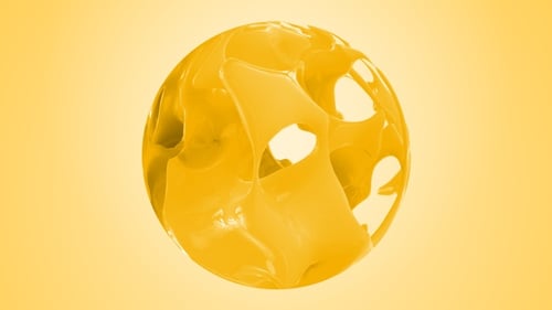 Dynamic Yellow Liquid Sphere Reveal Animated Element