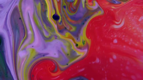 Colorful Paint Swirling in Abstract Close Up