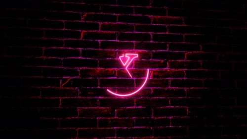 Glowing Pink Neon Letter X Reveal on Brick Wall
