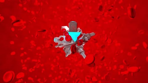 Futuristic Virus Attacking Red Blood Cells Animation