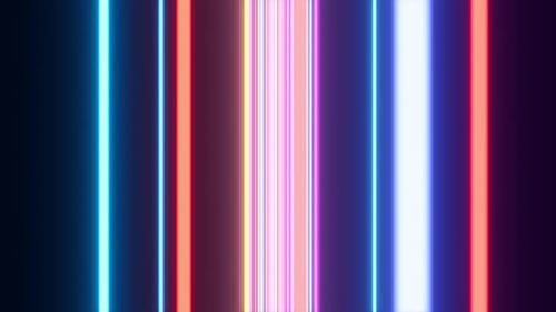 3D volant à travers les lignes de néon énergétiques abstraites et les traînées laser verticales 4k