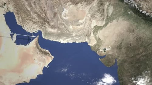 Airplane Flying To Hyderabad, Pakistan on the Map. Intro 3D Animation