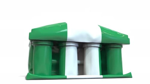 Deflating Inflatable Government Building with Flag of Nigeria