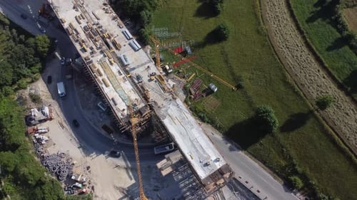 Aerial Shot New Road or Highway Construction Site 4K - V24