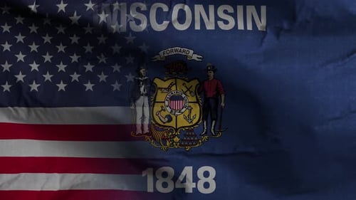 Waving Wisconsin and American Flag