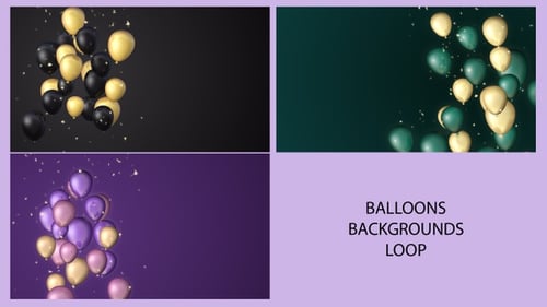 Animated Floating Party Balloons with Glitter Particles