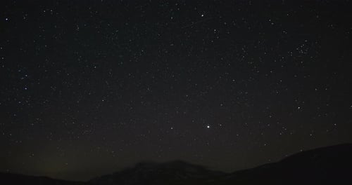 Starry Night Sky over Mountain Landscape