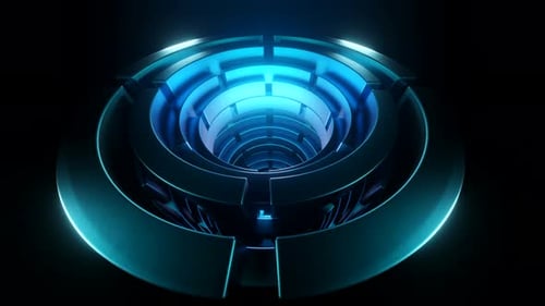 3D Tunnel of Rotating Futuristic Rings