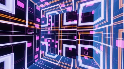 VJ Loop Sci Fi Animation of Sci Fi Cube Rotation