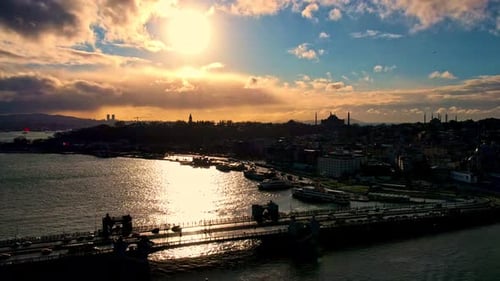 Aerial Galata Bridge, Istanbul, Türkei