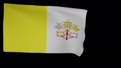 Waving Vatican City Flag Realistic Cloth Animation