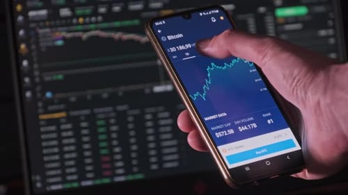 Checking Bitcoin Prices on Smartphone Trading App