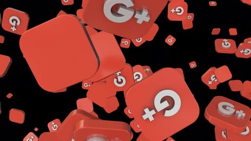 Animated 3D Google Plus Social Media Icons Falling