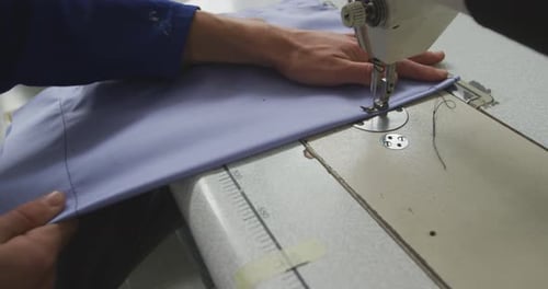 Worker at the sewing machine