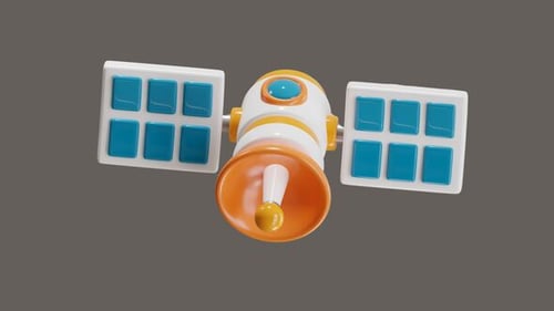 Animated 3D Satellite Rotating in Space