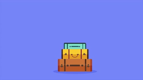 Flat Design Suitcases Stacking Animation