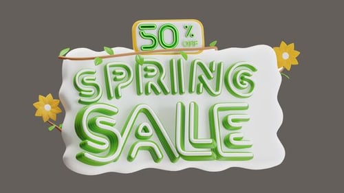 Die 3D-Animation des Frühlingsverkaufs bietet attraktive Rabatte