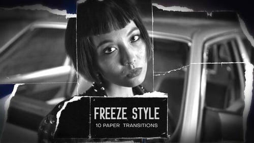 Transiciones de rasgado de papel de Freeze Style (MOGRT)