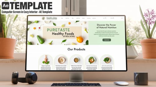 Computer Monitor Screen Mockup | 10 Scenes Set – Cozy Interior AE Template