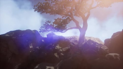Mountain Peak in the Mist