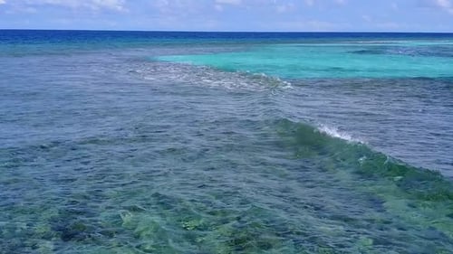 Drone tourism of tropical island beach time by lagoon with sand background