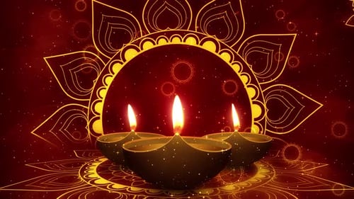 Glowing Diwali Lamps and Mandala Festive Background