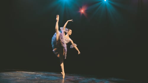 Graceful Ballerina Performing Classical Ballet on Stage