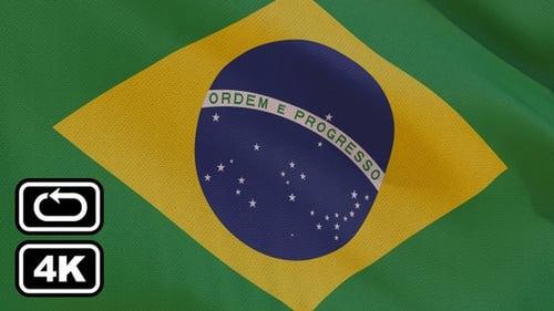 Brazilian Flag Waving Seamless Loop Animation