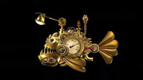 Clockwork Steampunk Angler Fish with Gears and Gauge